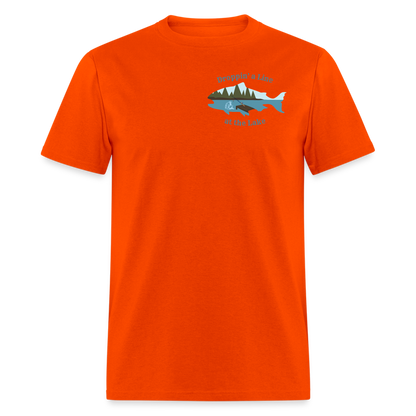 Droppin' a Line at the Lake Men's Lake Tee, Men's Fishing Shirt - orange