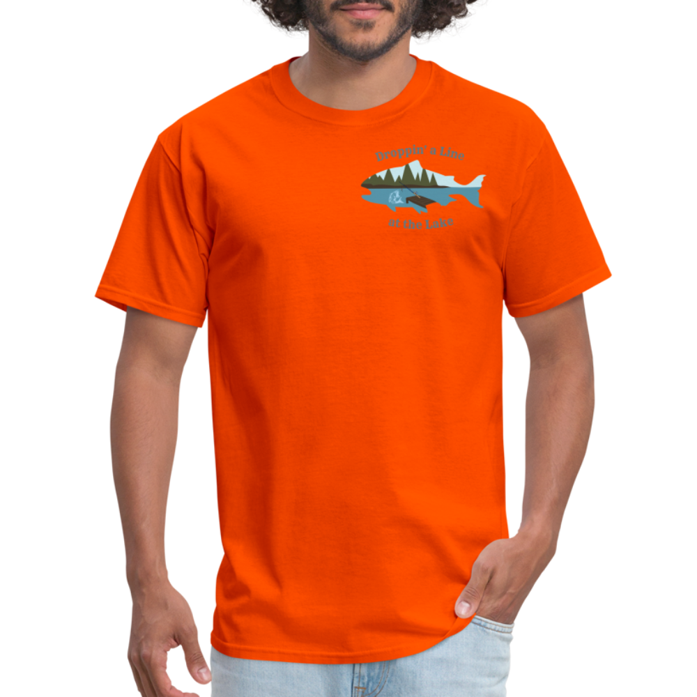 Droppin' a Line at the Lake Men's Lake Tee, Men's Fishing Shirt - orange