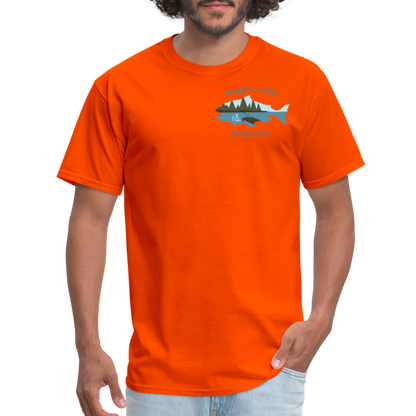 Droppin' a Line at the Lake Men's Lake Tee, Men's Fishing Shirt - orange