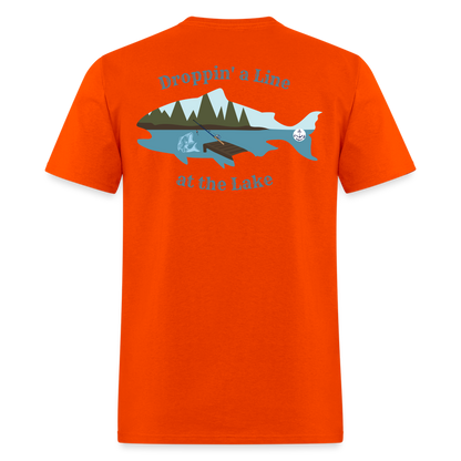 Droppin' a Line at the Lake Men's Lake Tee, Men's Fishing Shirt - orange