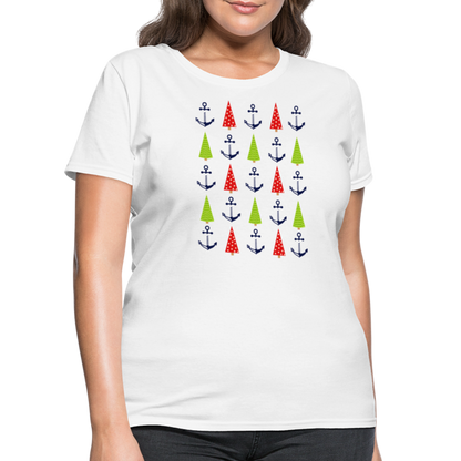 Christmas Trees & Anchors Lake Tee - white