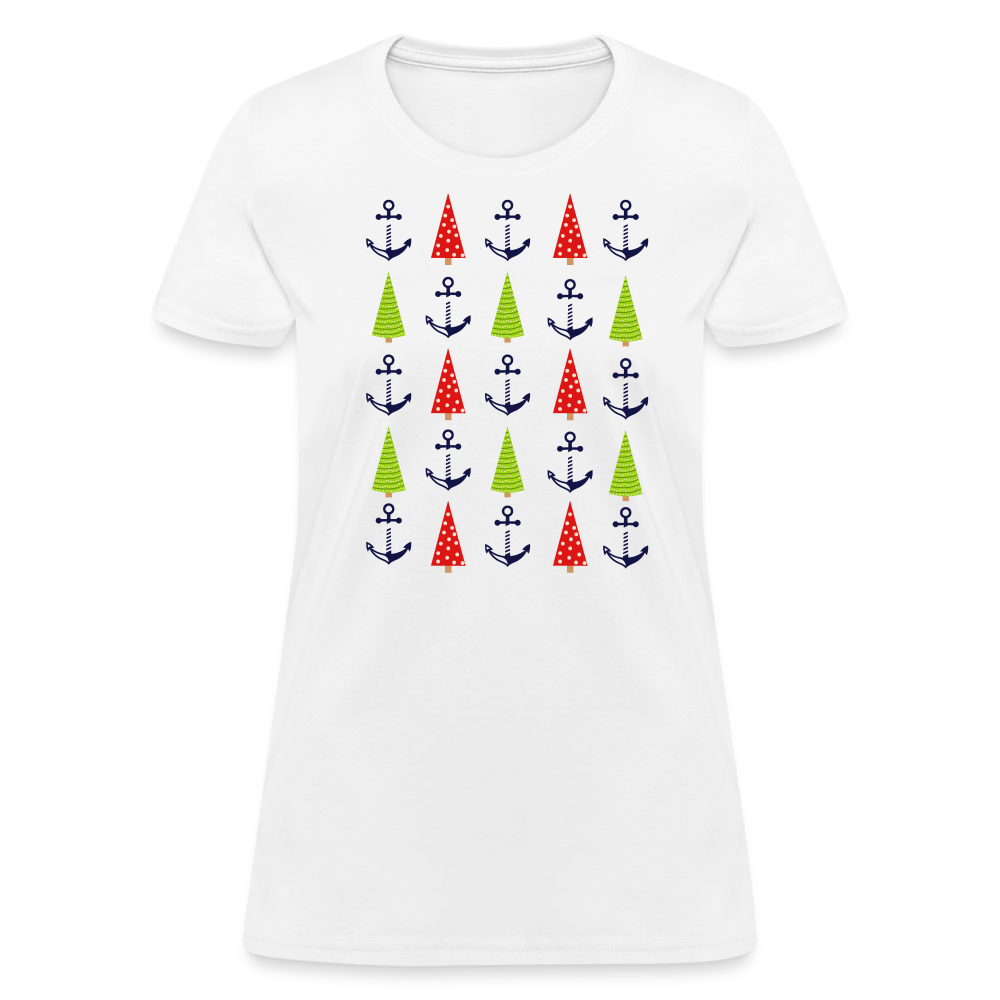 Christmas Trees & Anchors Lake Tee - white