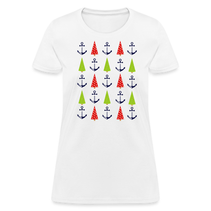 Christmas Trees & Anchors Lake Tee - white