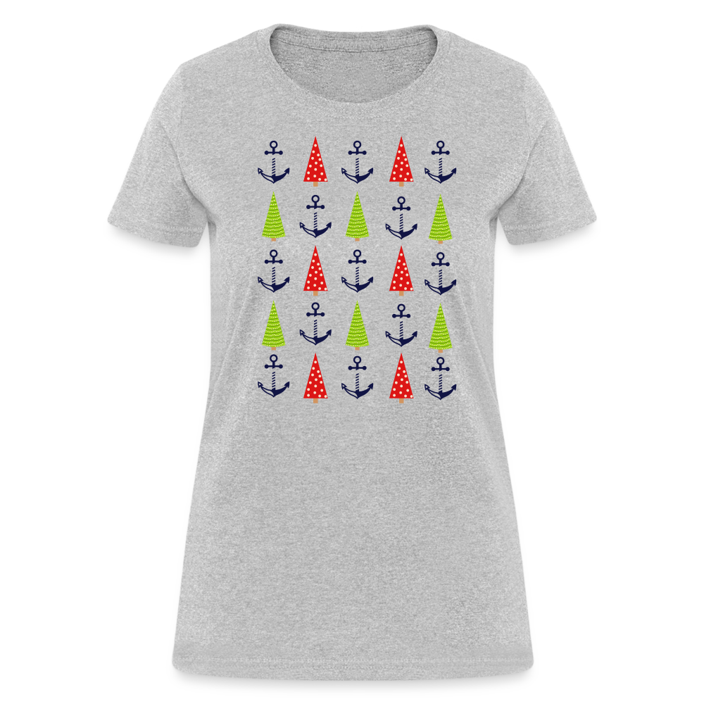 Christmas Trees & Anchors Lake Tee - heather gray