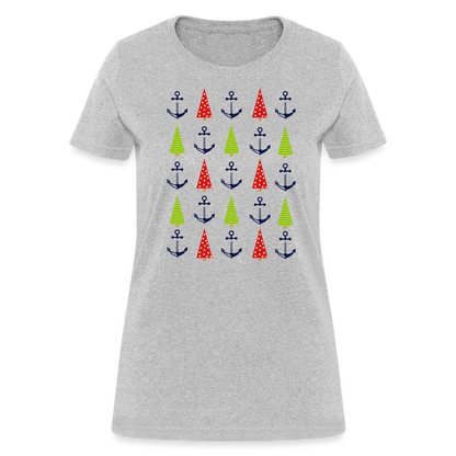 Christmas Trees & Anchors Lake Tee - heather gray