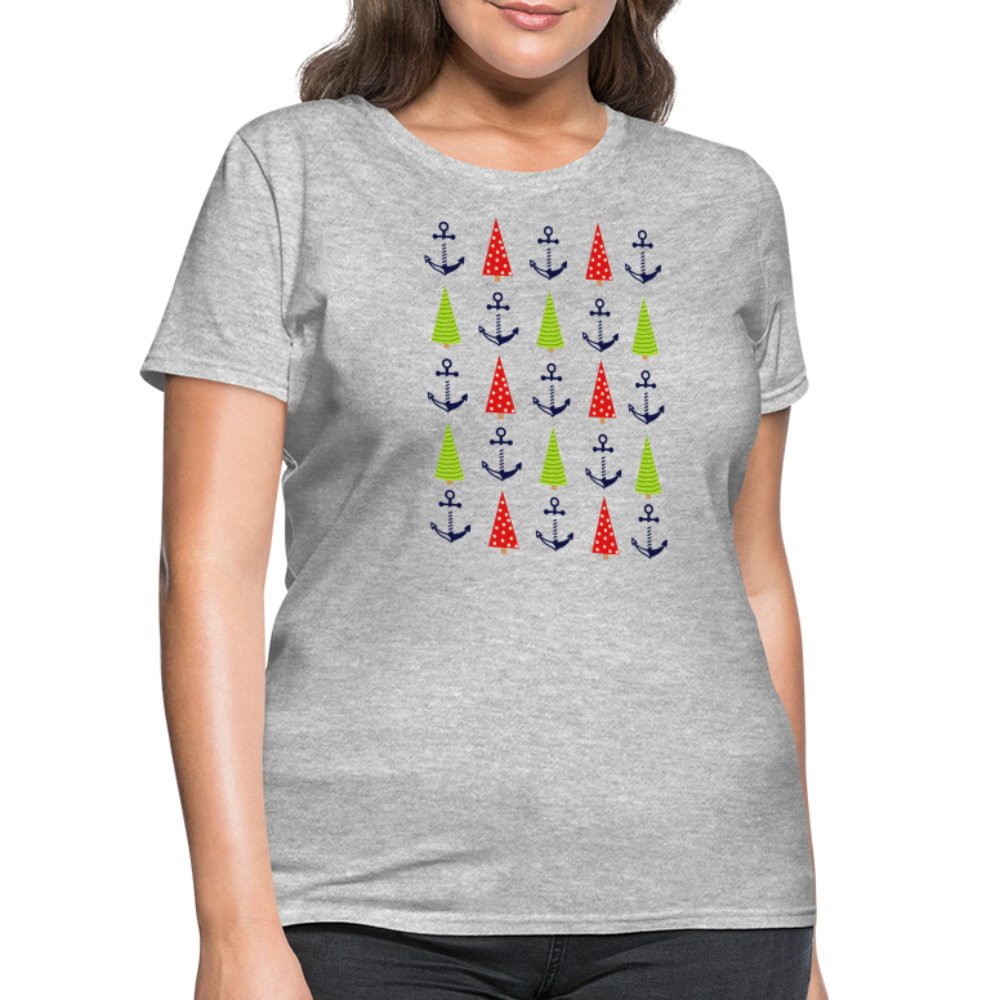 Christmas Trees & Anchors Lake Tee - heather gray