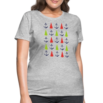 Christmas Trees & Anchors Lake Tee - heather gray