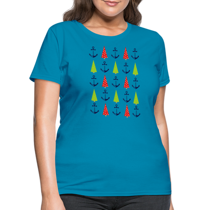 Christmas Trees & Anchors Lake Tee - turquoise