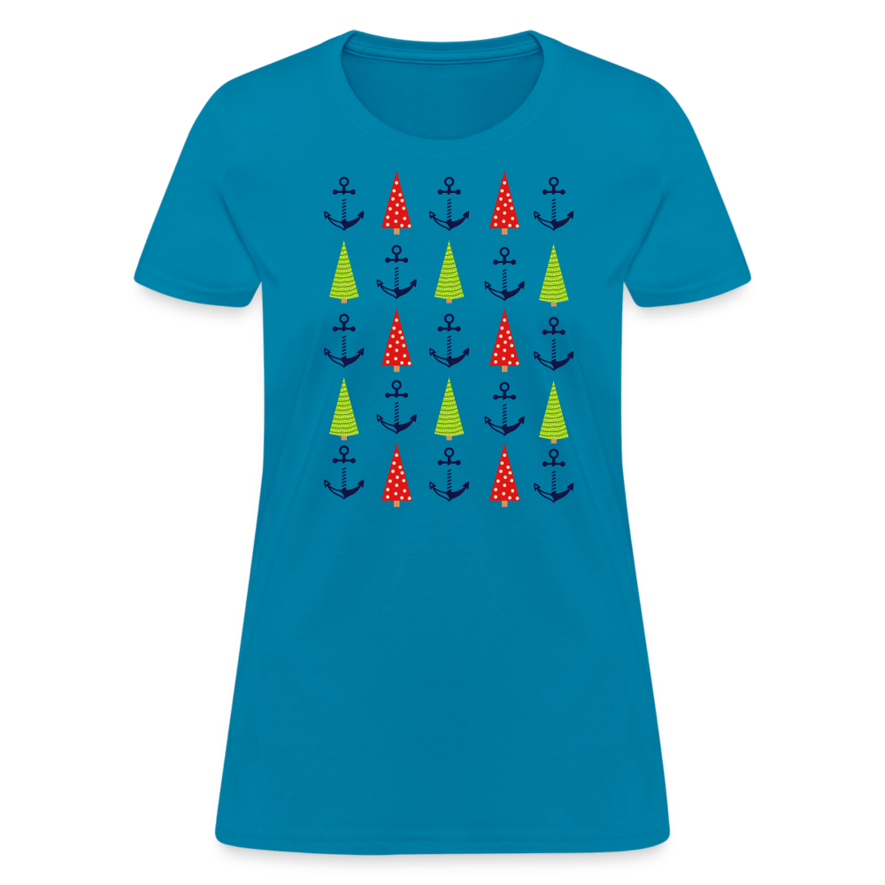 Christmas Trees & Anchors Lake Tee - turquoise