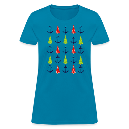 Christmas Trees & Anchors Lake Tee - turquoise