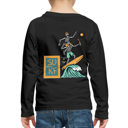 Surfing Fun Long Sleeve T-Shirt for Kids, Surfing Tee - black
