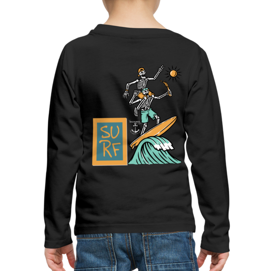 Surfing Fun Long Sleeve T-Shirt for Kids, Surfing Tee - black