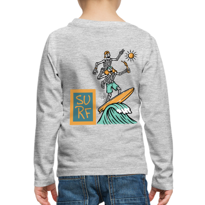 Surfing Fun Long Sleeve T-Shirt for Kids, Surfing Tee - heather gray