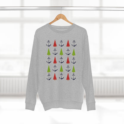 Christmas Trees & Anchors Premium Crewneck Lake Sweatshirt