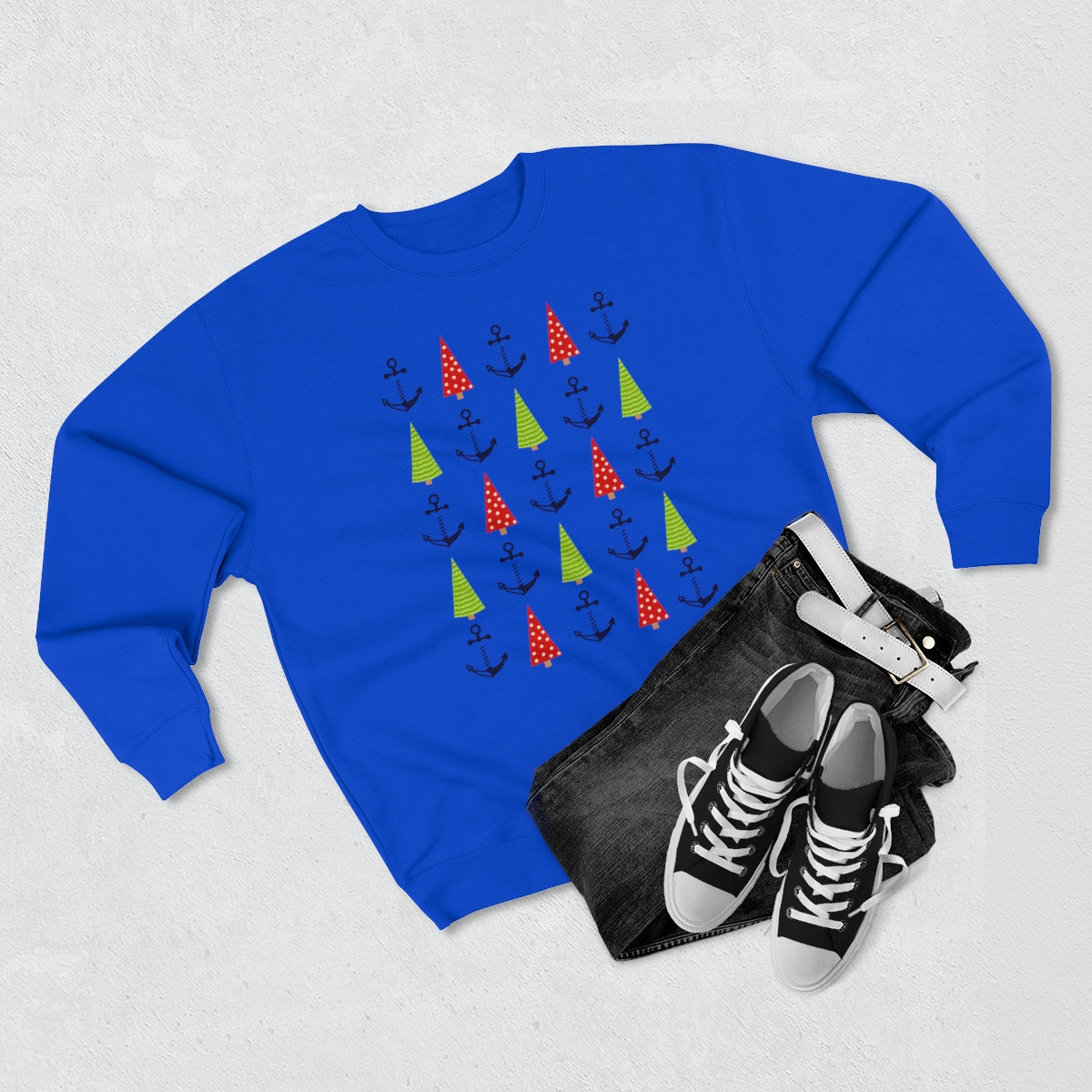 Christmas Trees & Anchors Premium Crewneck Lake Sweatshirt