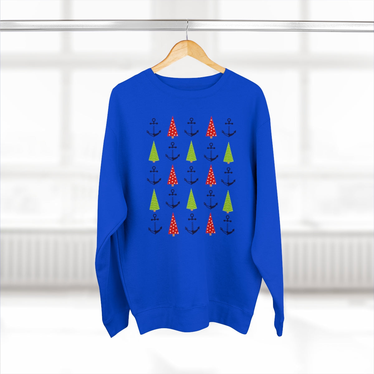 Christmas Trees & Anchors Premium Crewneck Lake Sweatshirt