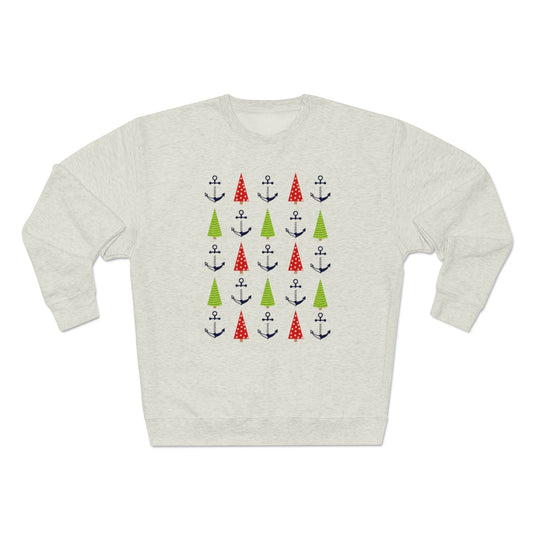 Christmas Trees & Anchors Premium Crewneck Lake Sweatshirt