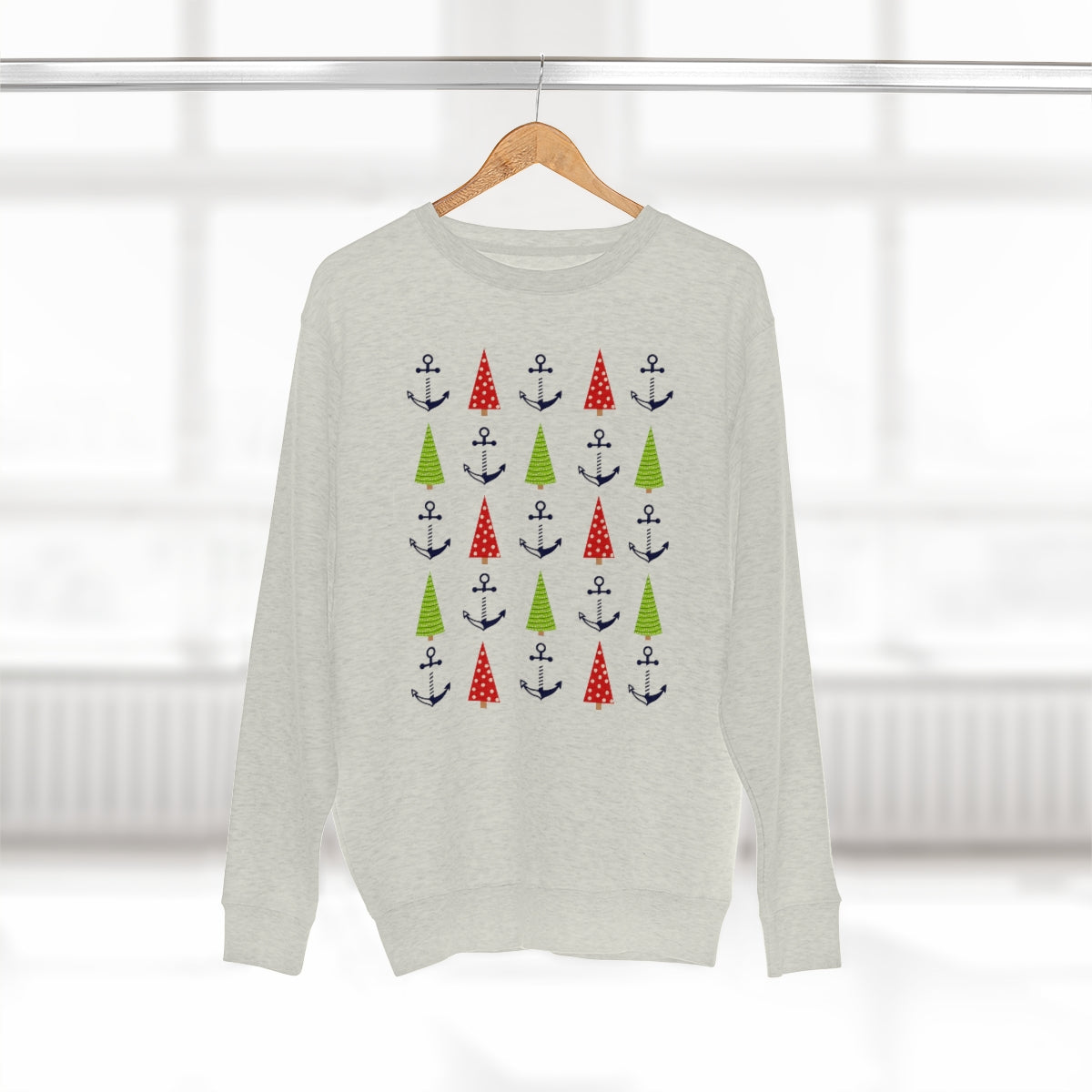 Christmas Trees & Anchors Premium Crewneck Lake Sweatshirt