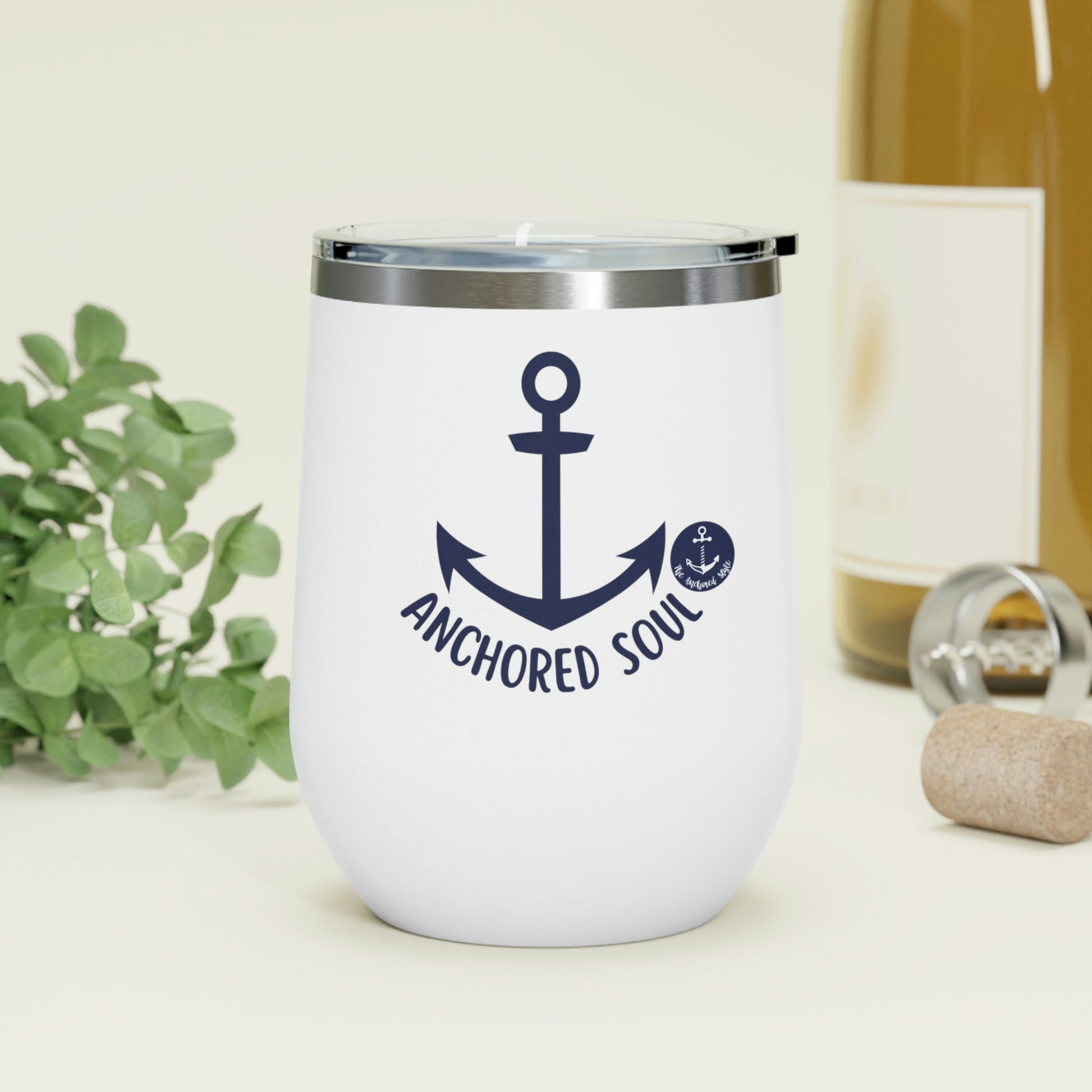 Lake Wine Glass, Anchored Soul 12oz Insulated Wine Tumbler