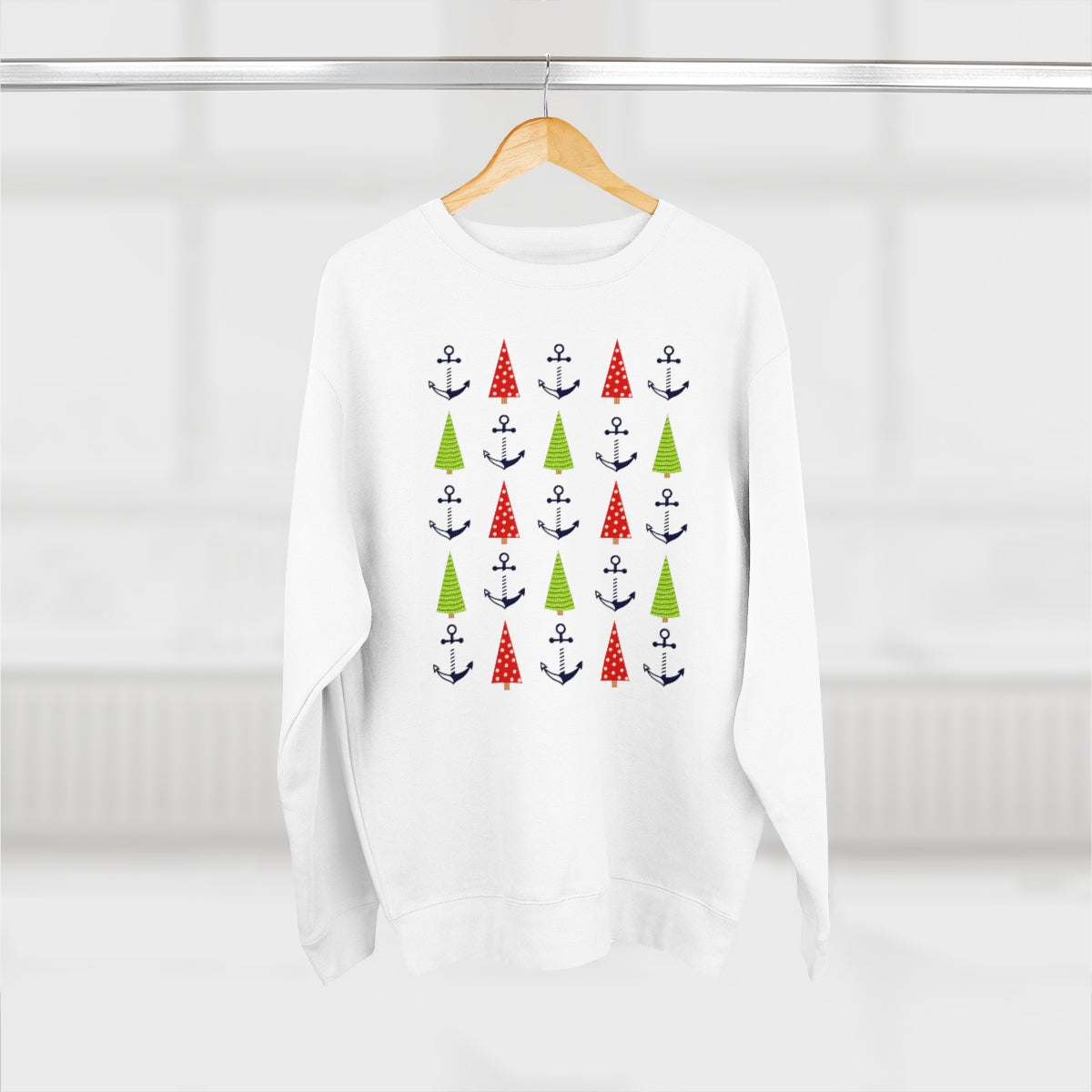 Christmas Trees & Anchors Premium Crewneck Lake Sweatshirt