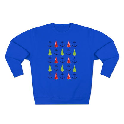 Christmas Trees & Anchors Premium Crewneck Lake Sweatshirt