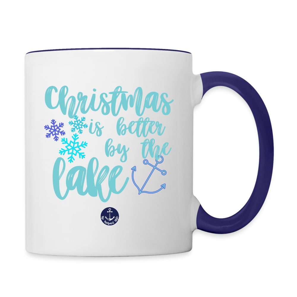 Christmas is Better by the Lake Contrast Coffee Mug - white/cobalt blue