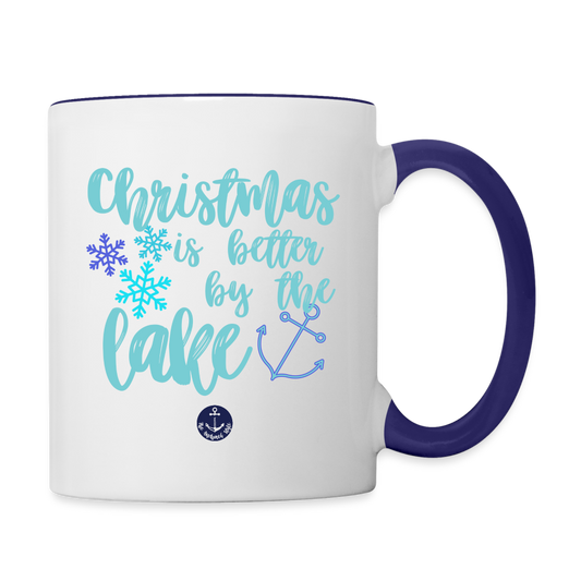 Christmas is Better by the Lake Contrast Coffee Mug - white/cobalt blue
