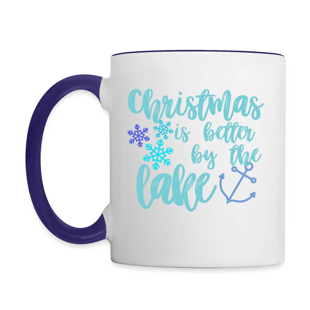 Christmas is Better by the Lake Contrast Coffee Mug - white/cobalt blue