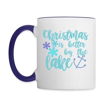 Christmas is Better by the Lake Contrast Coffee Mug - white/cobalt blue