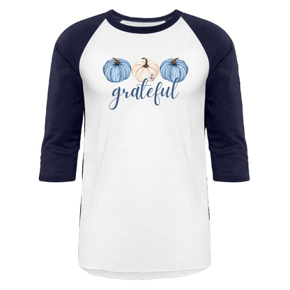 Grateful Fall Pumpkins Raglan Lake Tee - white/navy