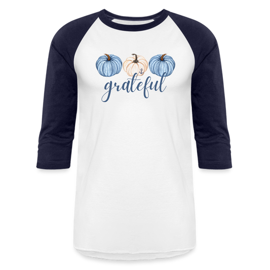 Grateful Fall Pumpkins Raglan Lake Tee - white/navy