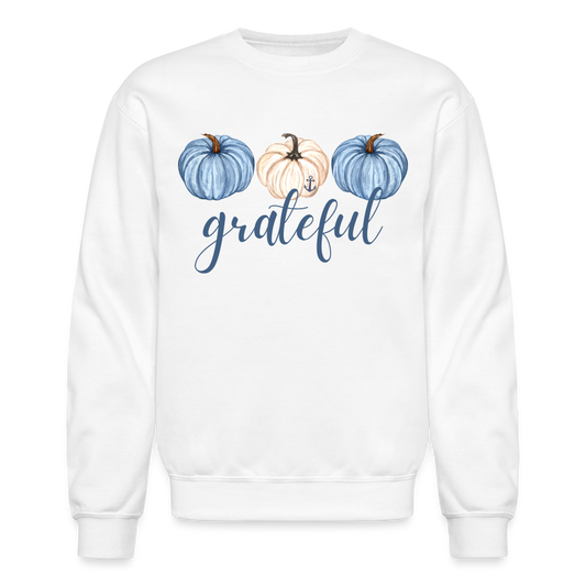 Grateful Fall Pumpkins Crewneck Lake Sweatshirt - white