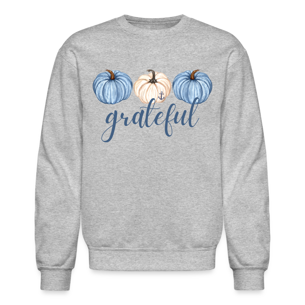 Grateful Fall Pumpkins Crewneck Lake Sweatshirt - heather gray