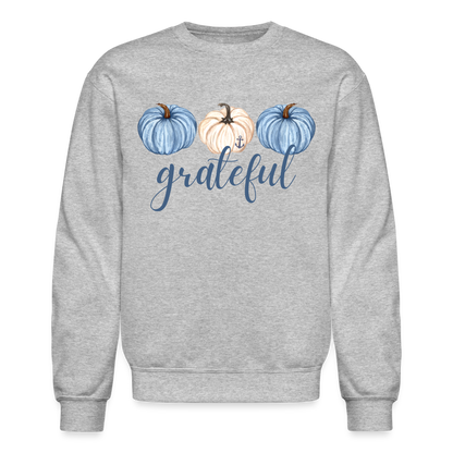 Grateful Fall Pumpkins Crewneck Lake Sweatshirt - heather gray