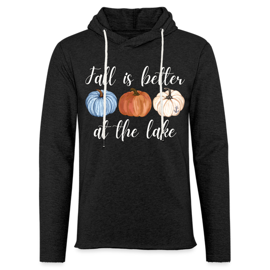 Fall Pumpkins Unisex Lightweight Terry Lake Hoodie - charcoal grey