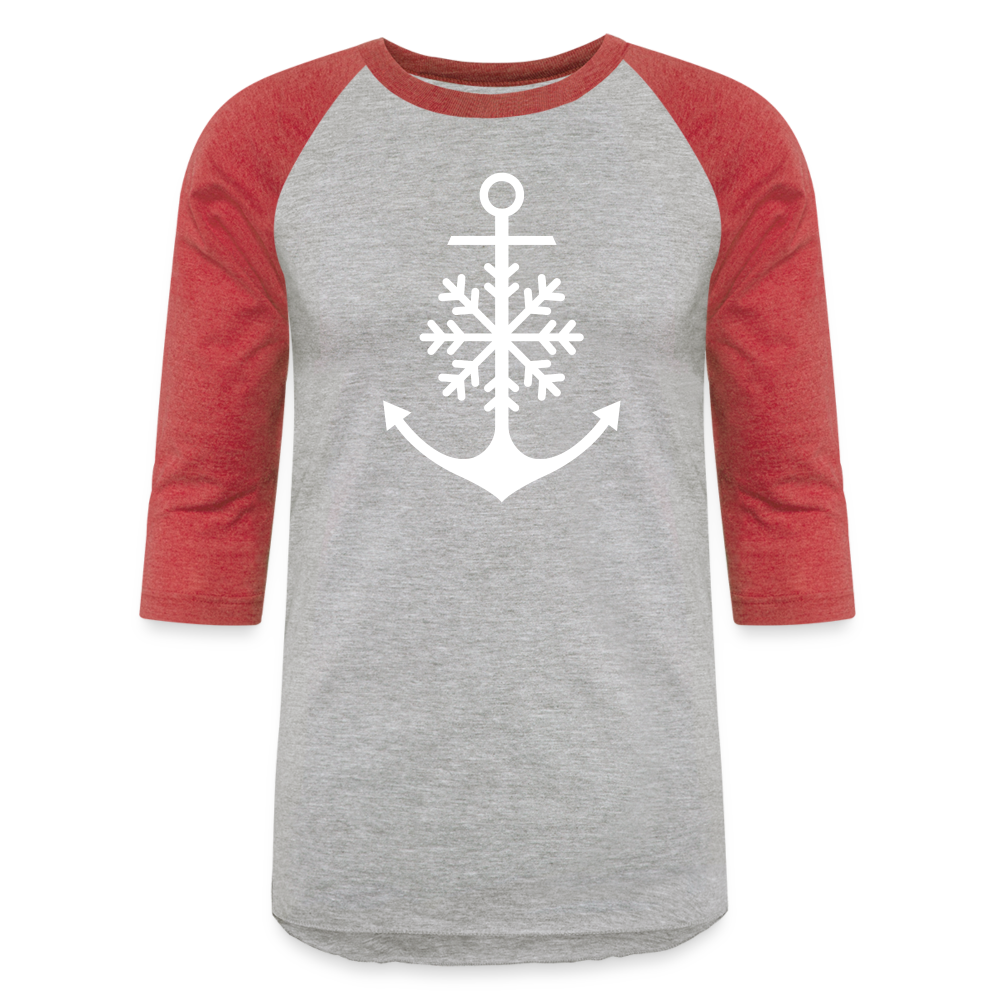 Anchor Snowflake Christmas Lake Tee - heather gray/red