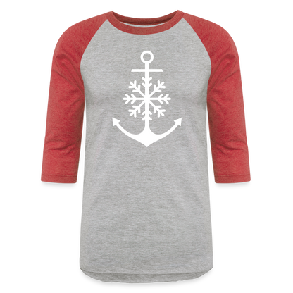 Anchor Snowflake Christmas Lake Tee - heather gray/red