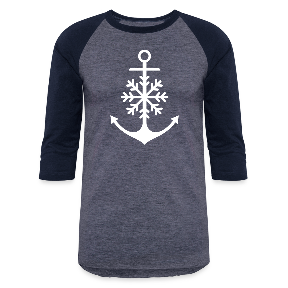 Anchor Snowflake Christmas Lake Tee - heather blue/navy