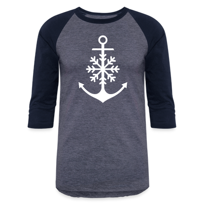 Anchor Snowflake Christmas Lake Tee - heather blue/navy