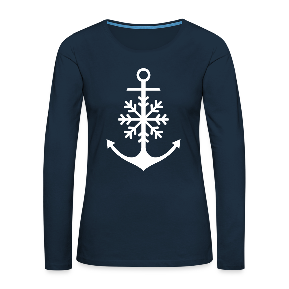 Anchor Snowflake Women's Long Sleeve Lake Tee - deep navy