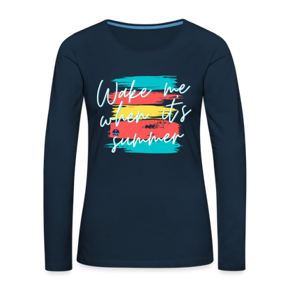 Wake Me When It's Summer Long Sleeve Lake Tee - deep navy