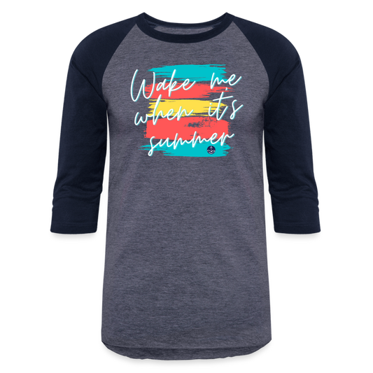 Wake Me When It's Summer Baseball Style Lake Tee - heather blue/navy