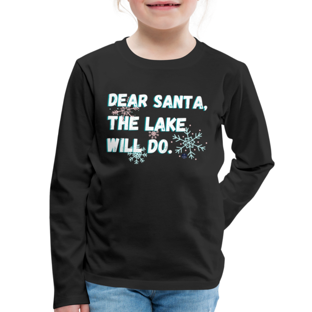 Dear Santa Kids' Christmas Long Sleeve Lake Tee - black