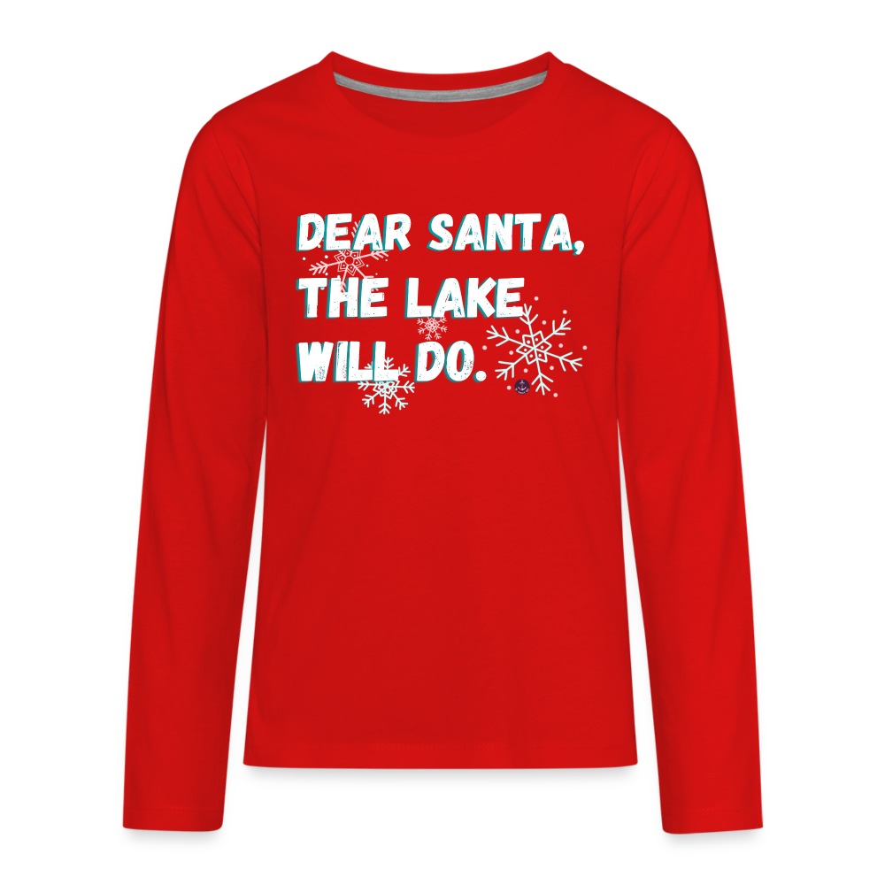 Dear Santa Kids' Christmas Long Sleeve Lake Tee - red