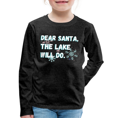 Dear Santa Kids' Christmas Long Sleeve Lake Tee - charcoal grey