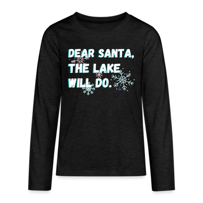 Dear Santa Kids' Christmas Long Sleeve Lake Tee - charcoal grey