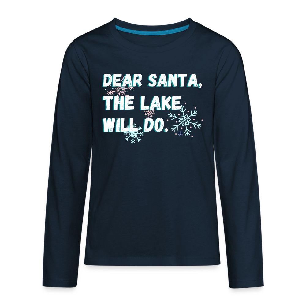 Dear Santa Kids' Christmas Long Sleeve Lake Tee - deep navy