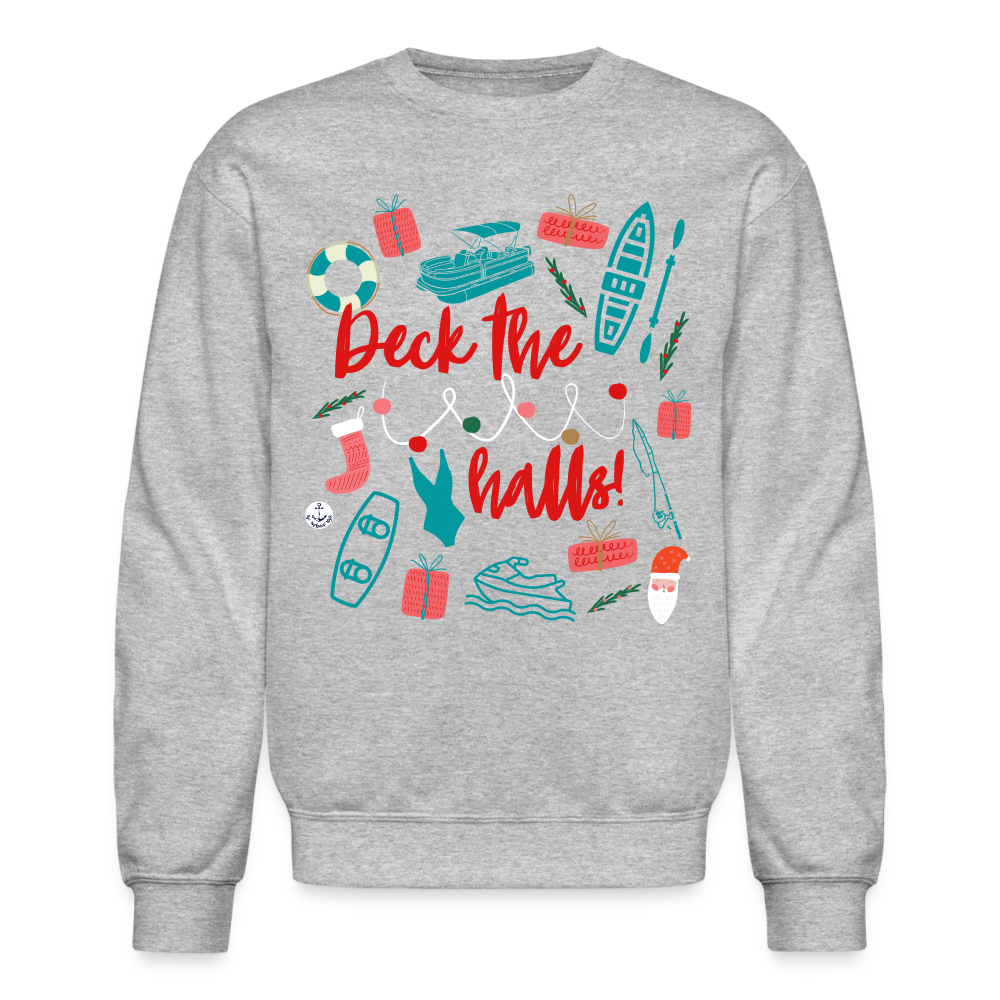 Deck the Halls Christmas Crewneck Lake Sweatshirt - heather gray