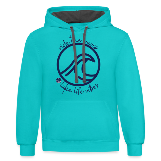 Lake Life Vibes Contrast Hood Lake Hoodie - scuba blue/asphalt