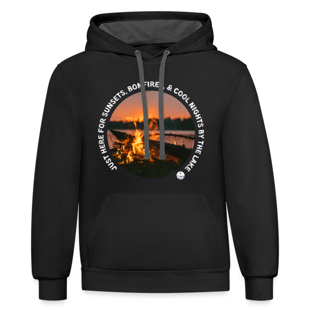 Sunsets & Bonfires Fall Contrast Color Lake Hoodie - black/asphalt